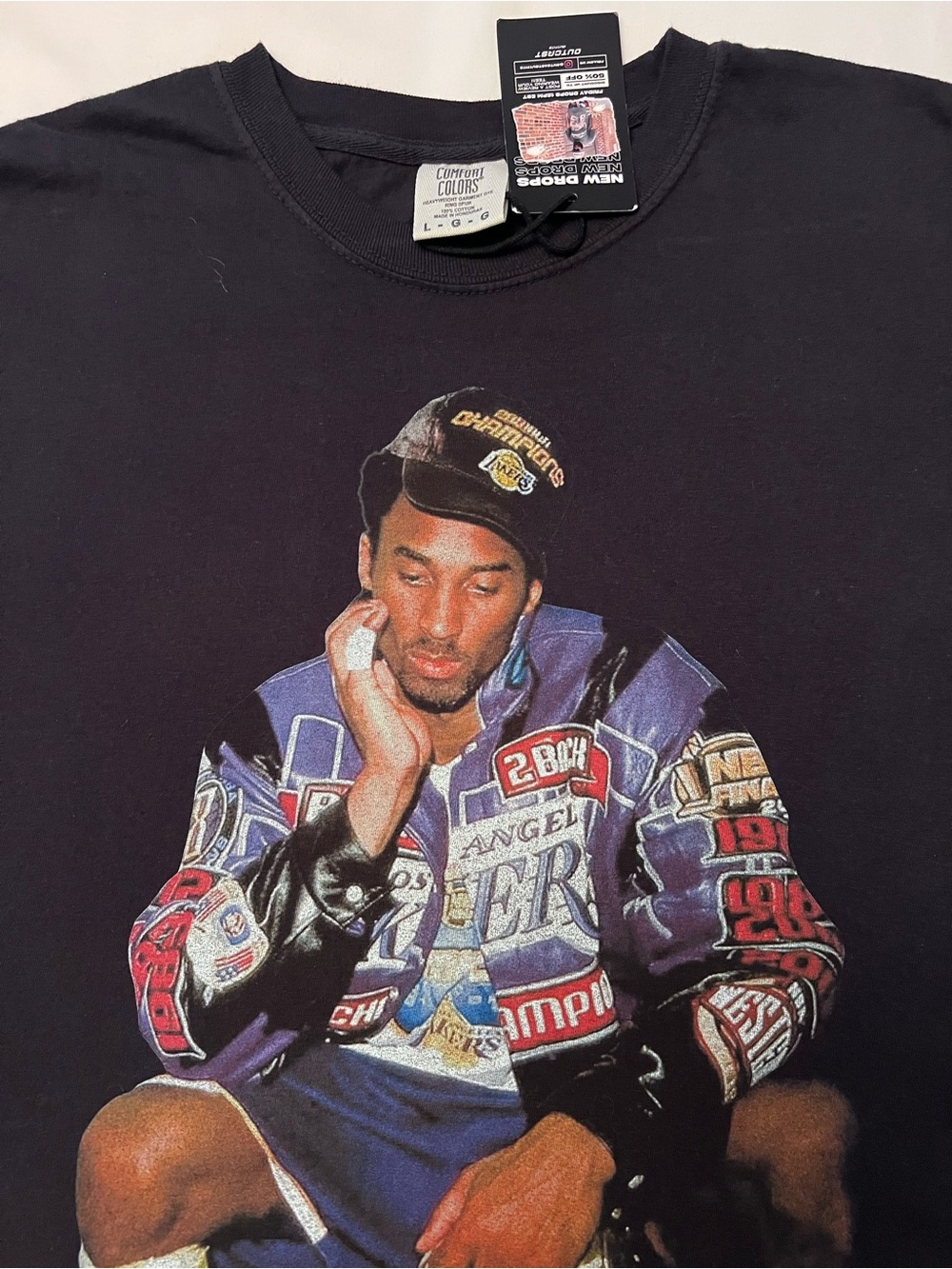 Kobe Bryant Lakers Championship Graphic T-Shirt NWT Comfort Colors Size Large